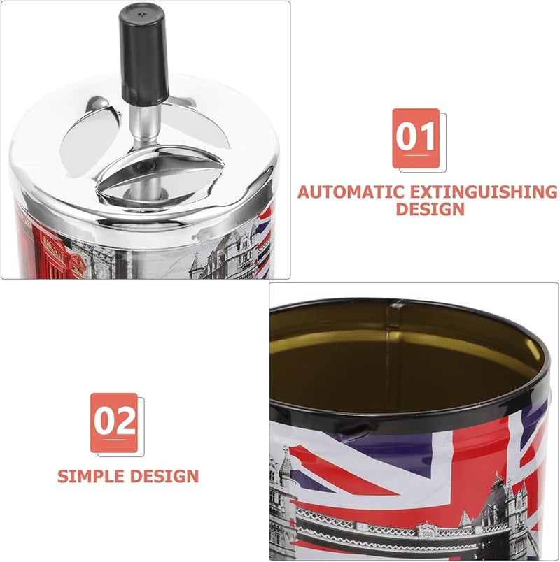 Rotatable Lid Metal Cigarette Ashtray Automatic Extinguishing Desktop Ashtray Home UK Souvenir - Image 4
