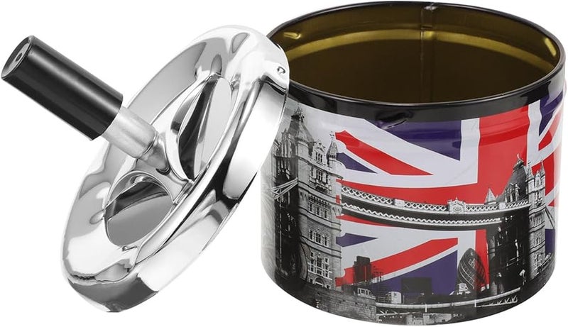 Rotatable Lid Metal Cigarette Ashtray Automatic Extinguishing Desktop Ashtray Home UK Souvenir - Image 2