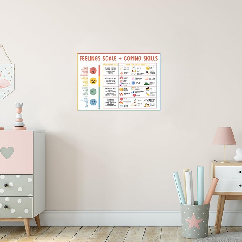 uoyien Feelings Chart For Kids Mental Health Posters Help Students Understand Emotions Poster Calming Corner Special Education Classroom Decor Prints Preschool Classroom Supplies Unframed 12x16in - Image 4