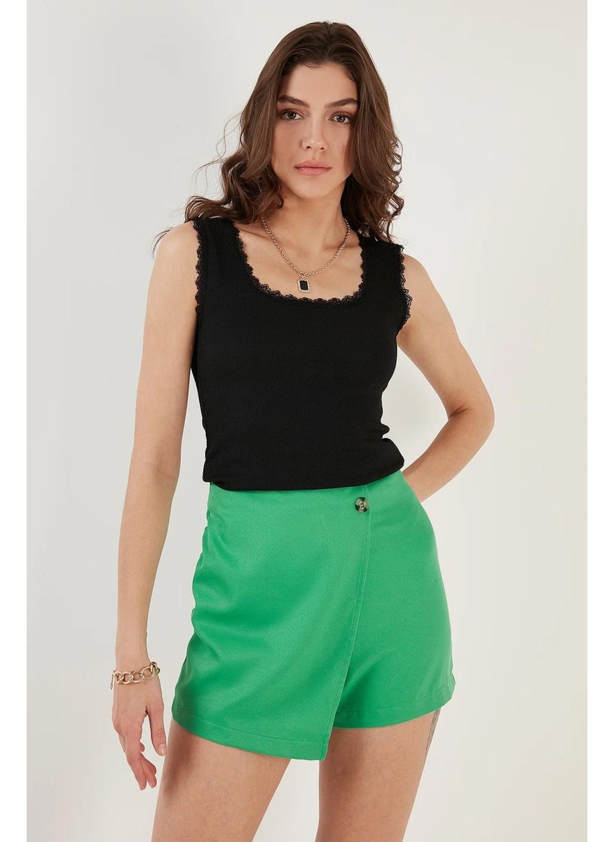 Tena Women's Black Lace Crepe Fabric Undershirt  - Image 2
