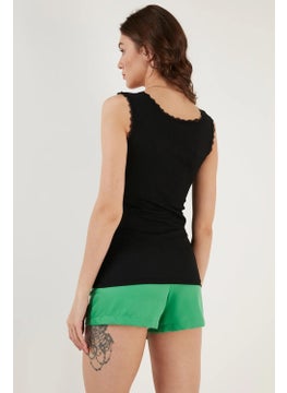 Tena Women's Black Lace Crepe Fabric Undershirt  - Image 4