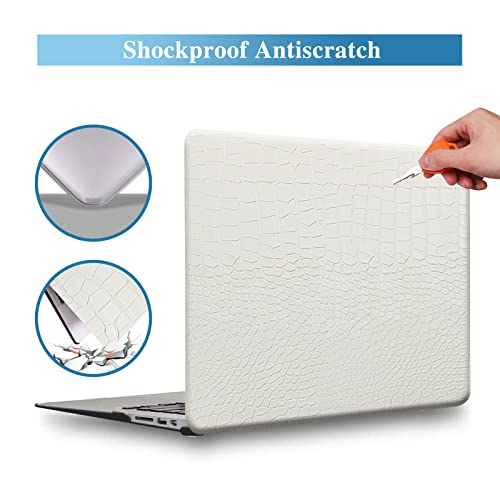 KEROM Compatible for MacBook Pro 14 Inch Case 2026 M5, 2021-2025 M4 M3 M2 M1 A3427 A3426 A3434 A3112 A3185 A3401 A2918 A2992 A2779 A2442, Crocodile Skin PU Leather Hardshell & Keyboard Cover, White - Image 3