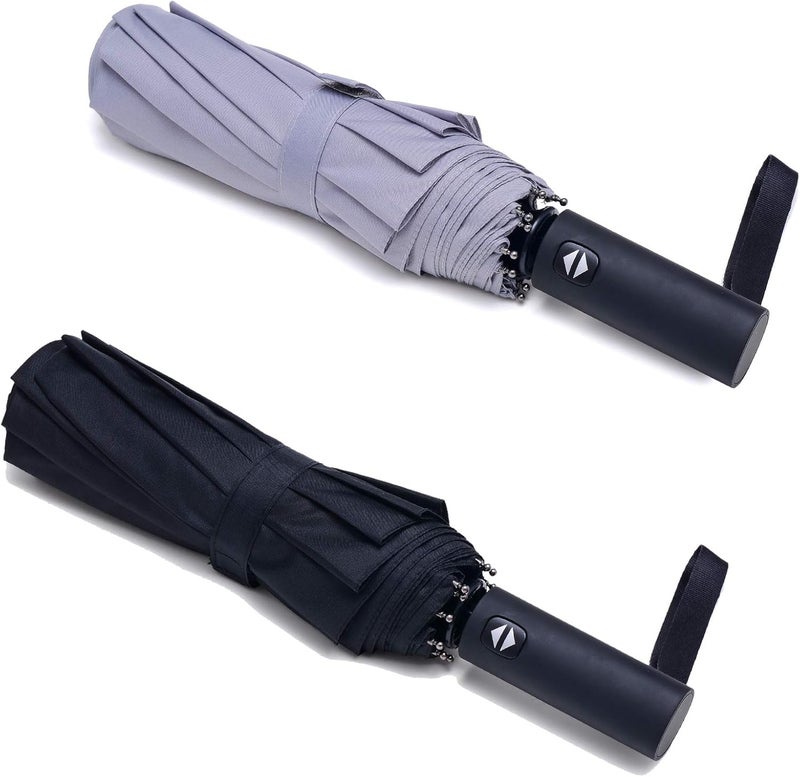 PFFY 2 Packs Travel Umbrella Windproof Auto Open & Close Collapsible Folding Small Compact Backpack Car travel Essentials Purse Umbrellas for Rain - Image 1
