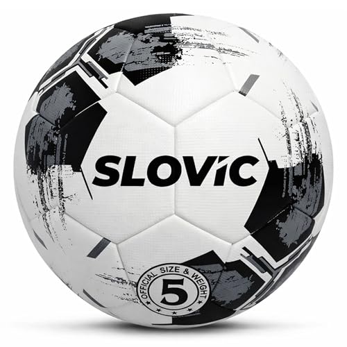 SLOVIC Rubber Professional Football [Size-5] | Hard Ground Foot-Ball | Ideal for Grass Ground & Artificial Turf | Training Foot Ball | Soccer Ball | Footballs for Men & Women, White - Image 1