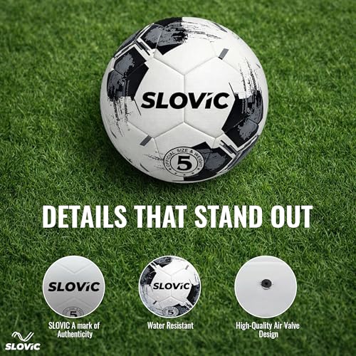 SLOVIC Rubber Professional Football [Size-5] | Hard Ground Foot-Ball | Ideal for Grass Ground & Artificial Turf | Training Foot Ball | Soccer Ball | Footballs for Men & Women, White - Image 4