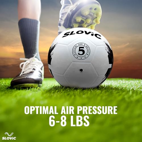SLOVIC Rubber Professional Football [Size-5] | Hard Ground Foot-Ball | Ideal for Grass Ground & Artificial Turf | Training Foot Ball | Soccer Ball | Footballs for Men & Women, White - Image 5