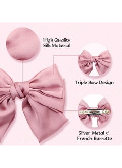 Cinaci Cinaci 8 Pack Big Large Oversized Silk Ribbon Bow French Barrettes Hair Clips Ponytail Holders Accessories for Women Girls Teens  - Image 5