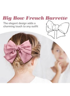 Cinaci Cinaci 8 Pack Big Large Oversized Silk Ribbon Bow French Barrettes Hair Clips Ponytail Holders Accessories for Women Girls Teens  - Image 3