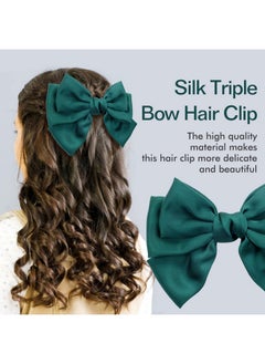 Cinaci Cinaci 8 Pack Big Large Oversized Silk Ribbon Bow French Barrettes Hair Clips Ponytail Holders Accessories for Women Girls Teens  - Image 2