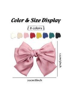 Cinaci Cinaci 8 Pack Big Large Oversized Silk Ribbon Bow French Barrettes Hair Clips Ponytail Holders Accessories for Women Girls Teens  - Image 4