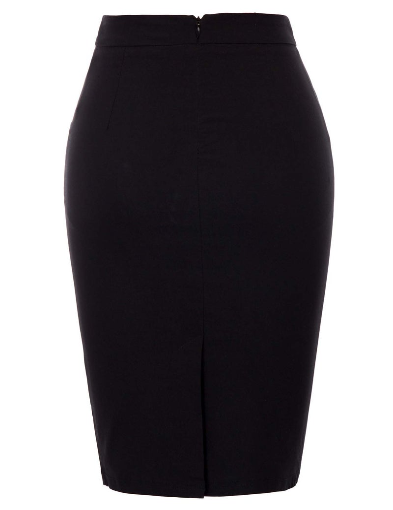 Kate Kasin Wear to Work Pencil Skirt for Women Stretchy High Waist Black, Medium - Image 2