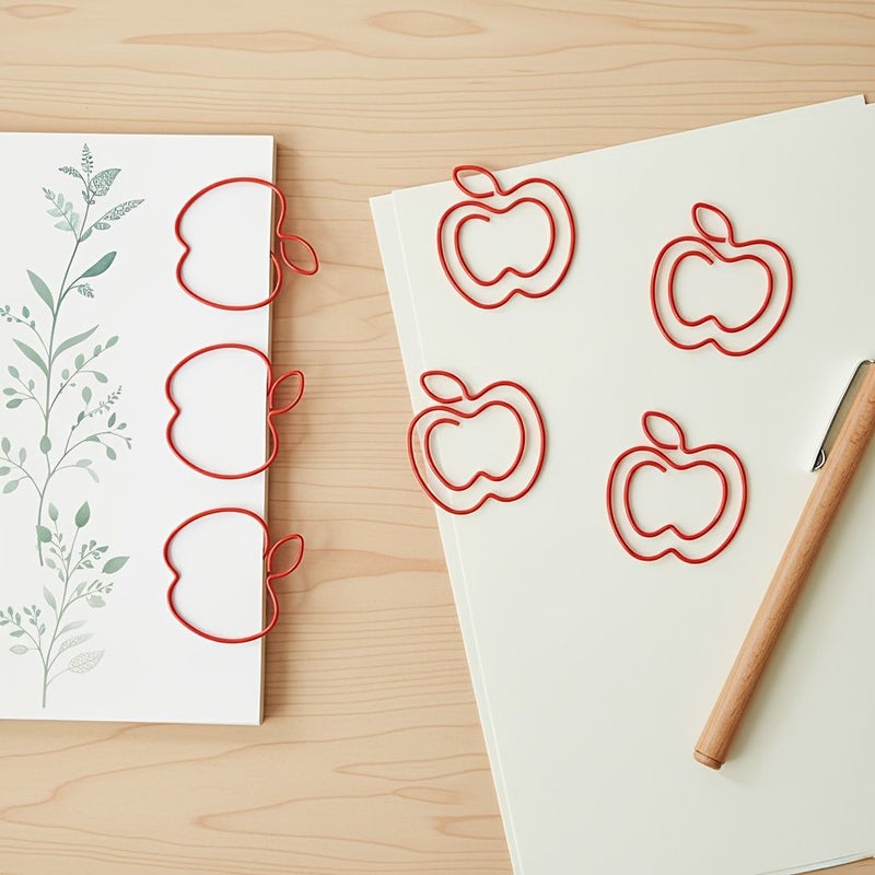 30 Red Apple Paper Clips Adorable Binder Clips Office Essentials School Workplace Home Gifts - Image 3
