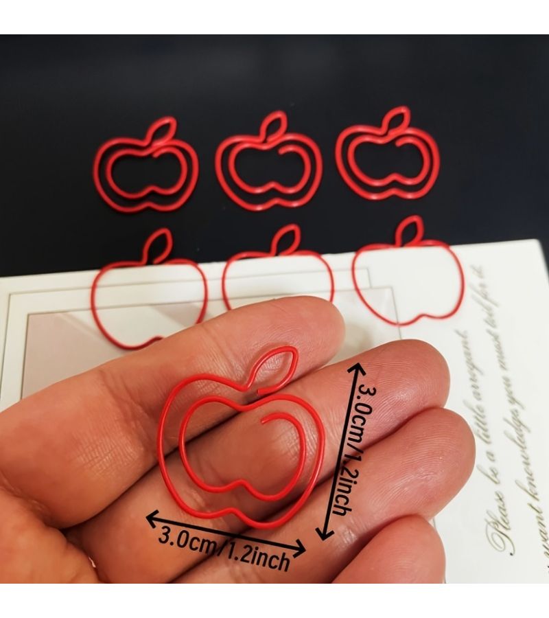 30 Red Apple Paper Clips Adorable Binder Clips Office Essentials School Workplace Home Gifts - Image 5