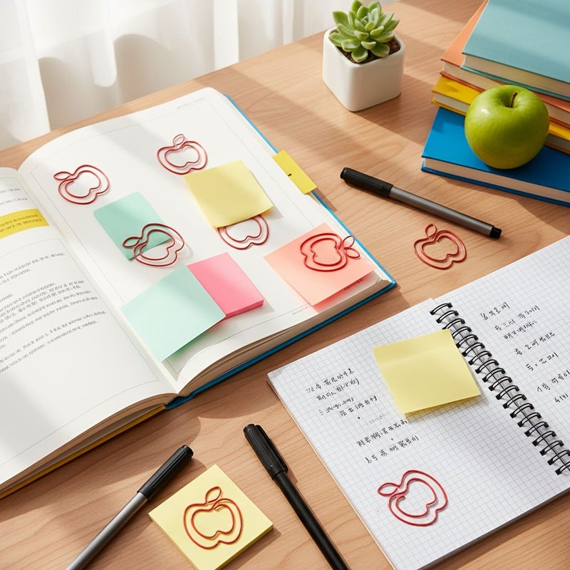 30 Red Apple Paper Clips Adorable Binder Clips Office Essentials School Workplace Home Gifts - Image 2