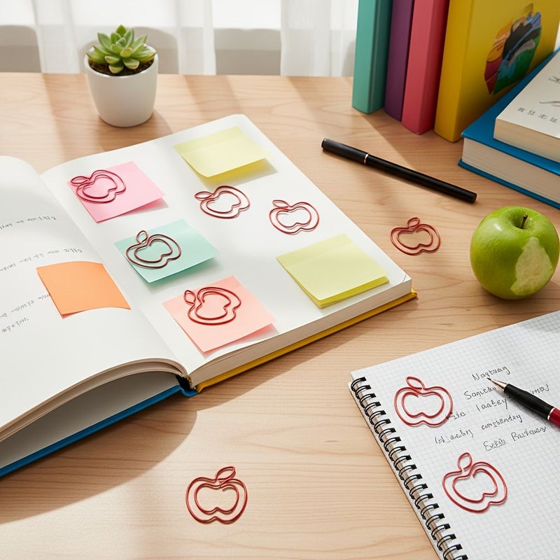 30 Red Apple Paper Clips Adorable Binder Clips Office Essentials School Workplace Home Gifts - Image 1