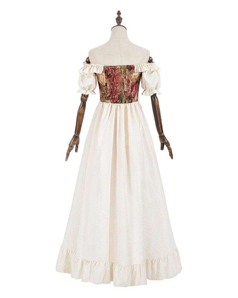 Nuoqi Renaissance Corset Dress for Women Medieval Costume Off Shoulder Bodice Gown Cottagecore Dress S - Image 3