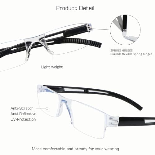 VisionGlobal 8 Pairs Reading Glasses, Blue Light Blocking Glasses, Computer Reading Glasses for Women and Men, Fashion Square Eyewear Frame (4color+4black,+2.50 Magnification) - Image 2