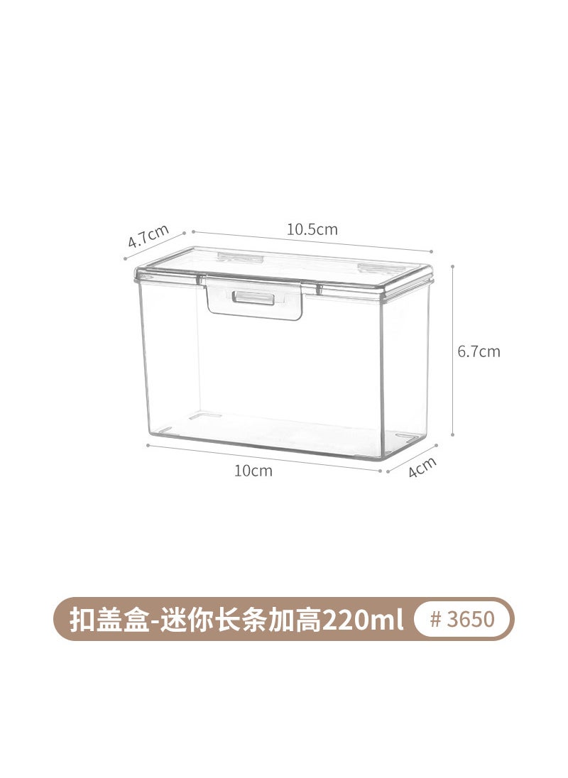 Generic - Simple Large Capacity Semi-transparent Pencil Flip Cover Storage Box Square Card Holder Stationery Desktop Lid Organizer Box 3650. Buckle cover box-mini strip heightening 220ml - Image 1