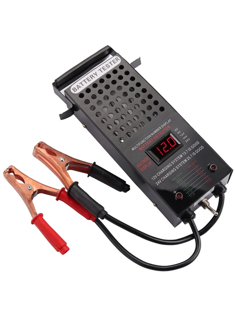 Car Battery Tester 6 8 12 16 24V Battery Load Tester Automotive Car Battery Load Tester Battery Charging System Tester and Voltmeter Tester with LCD Display for SUV Cars Golf Motorcycles - Image 1