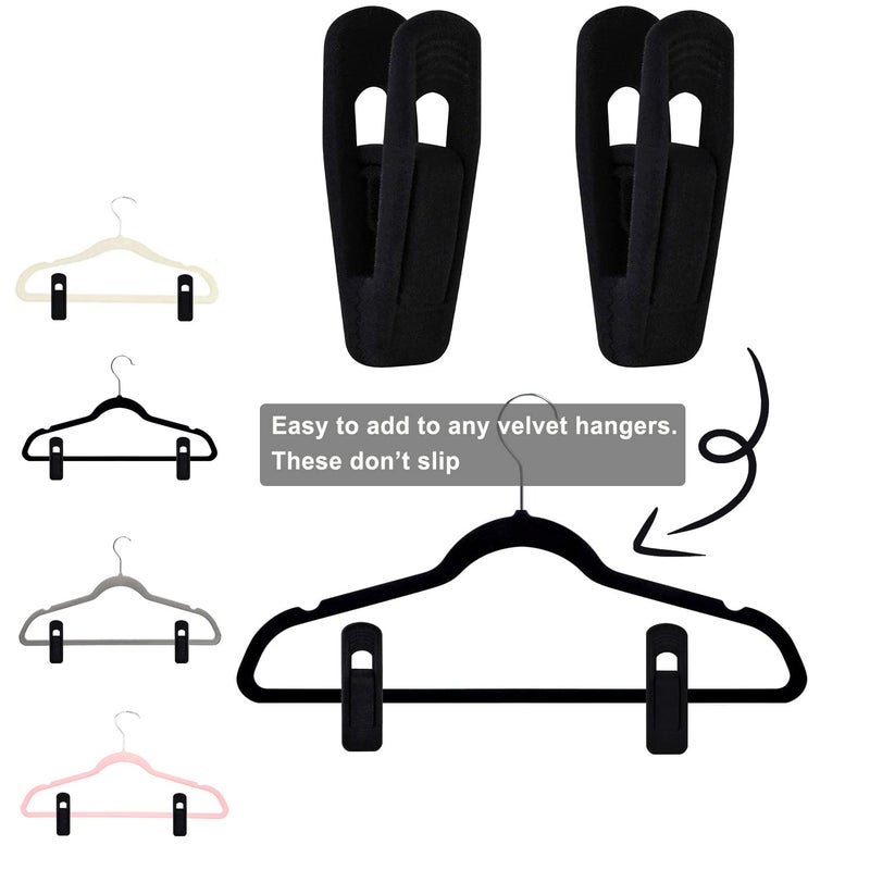 TOFIIGREM Black Velvet Hangers Clips 40 PCS, Pants Hangers Velvet Clips Easily Add to Velvet Hanger, Skirt Suit Pants Clothes Velvet Hangers, Baby Kids Hangers Clips - Image 2