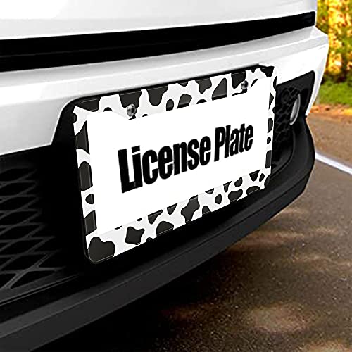 Beabes Cow Print License Plate Frame White Black Spot License Plate Holder Design Farm Animal Car Tag Frame License Plate Car Accessories 2 Holes Novelty Auto Car Tag Vanity Present - Image 5