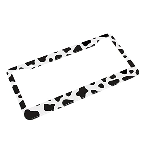 Beabes Cow Print License Plate Frame White Black Spot License Plate Holder Design Farm Animal Car Tag Frame License Plate Car Accessories 2 Holes Novelty Auto Car Tag Vanity Present - Image 4