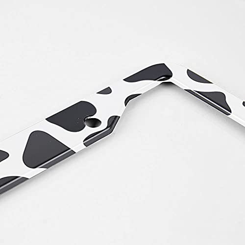 Beabes Cow Print License Plate Frame White Black Spot License Plate Holder Design Farm Animal Car Tag Frame License Plate Car Accessories 2 Holes Novelty Auto Car Tag Vanity Present - Image 3