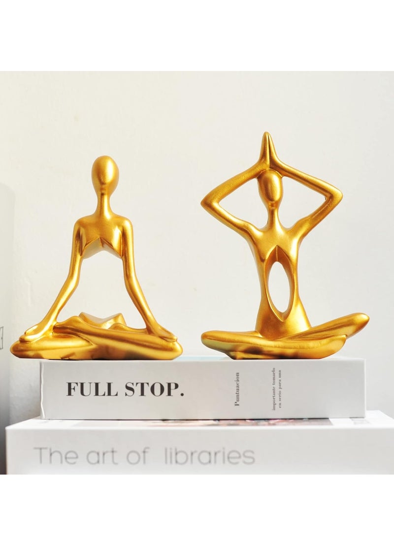 KASTWAVE 3Pcs Gold Figurines, Yoga Statues, Golden Abstract Sitting Sculpture, Resin Table Decor, Home Decor, Bookshelf Decor, Modern Style, Collectible Statues, Living room and Desk Ornaments - Image 4