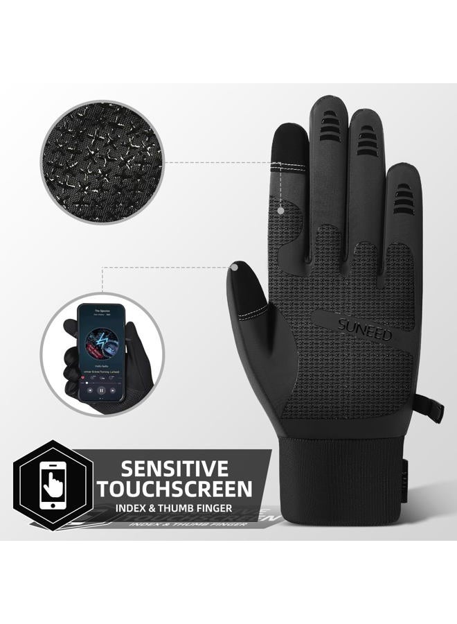 Suneed Winter Gloves for Men，Waterproof Thermal Gloves Cold Weather Running Gloves for Men Women, Touchscreen Men's Winter Gloves for Running Cycling Hiking Driving (Black,M) - Image 2
