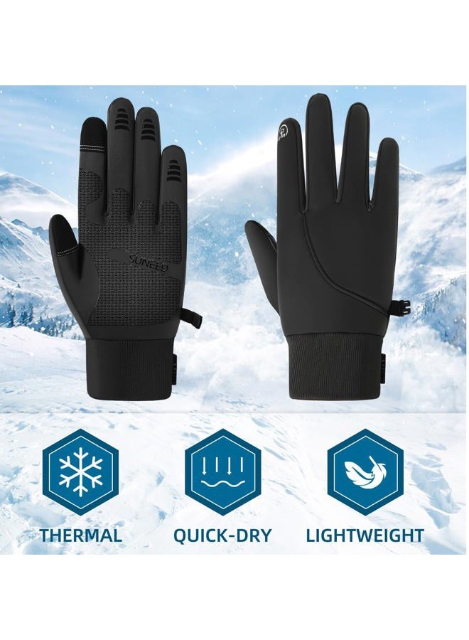Suneed Winter Gloves for Men，Waterproof Thermal Gloves Cold Weather Running Gloves for Men Women, Touchscreen Men's Winter Gloves for Running Cycling Hiking Driving (Black,M) - Image 3