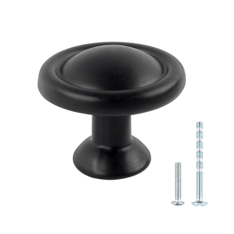 TamBee 114 Inch Cabinet Knobs 30 Pack Matte Black Round Drawer PullsAluminum Drawer Handles Door Hardware for Dresser Cabinets Kitchen Bedroom - Image 2