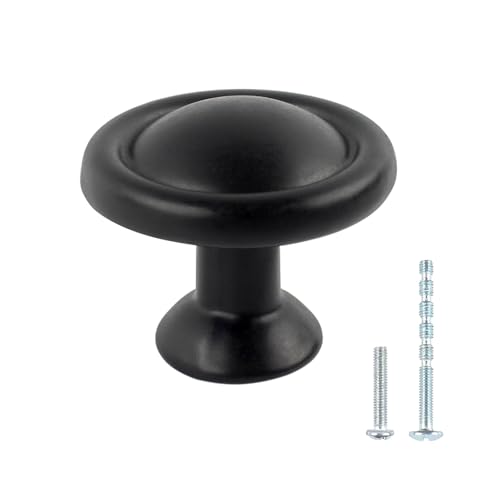 TamBee 114 Inch Cabinet Knobs 30 Pack Matte Black Round Drawer PullsAluminum Drawer Handles Door Hardware for Dresser Cabinets Kitchen Bedroom - Image 1