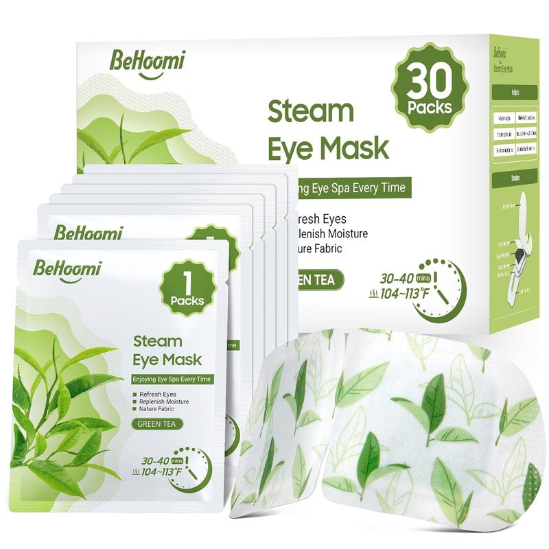 30Packs Steam Eye Mask Heated Eye Mask Warm Compress for Eyes Self Heating Disposable Eye Masks for Home Sleep Spa Travel Essentials  Relaxation Gifts Stocking Stuffers Green Tea