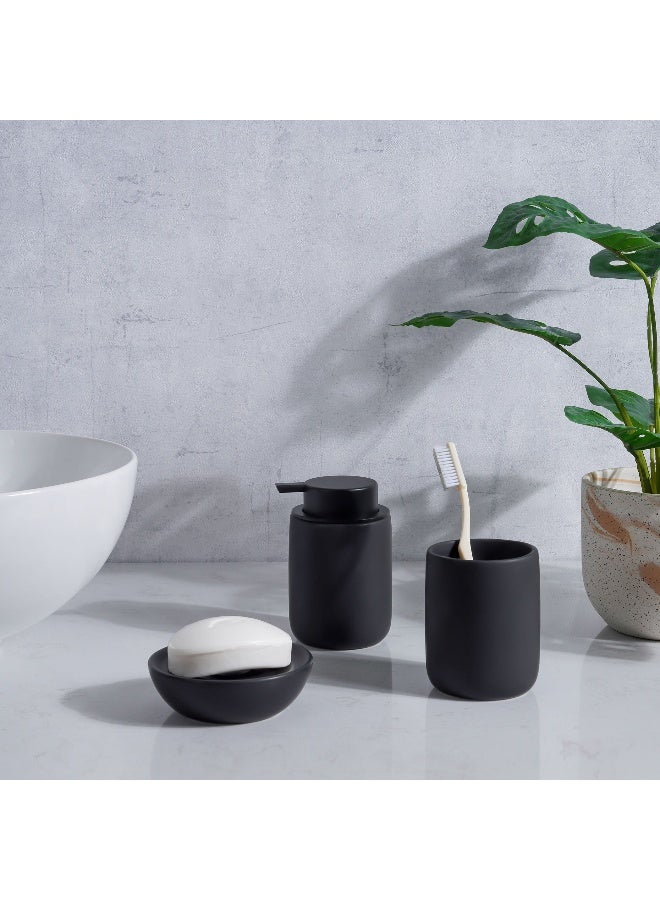 Pan Home Eclipse 3-Piece Ceramic Bathroom Accessories Set - Black - Image 4