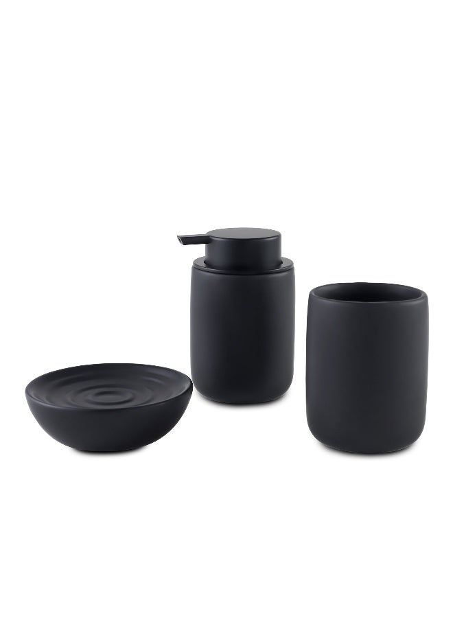 Pan Home Eclipse 3-Piece Ceramic Bathroom Accessories Set - Black - Image 3