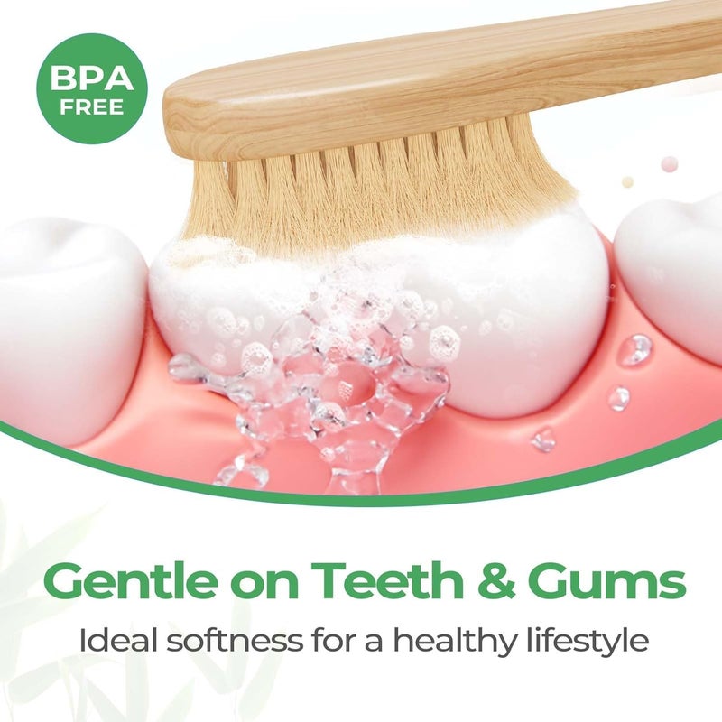 GENKENT Bamboo Toothbrushes 12 Pack Natural Toothbrushes BPA Free Soft Bristles Toothbrush Eco Friendly Charcoal Toothbrush for Travel - Image 2
