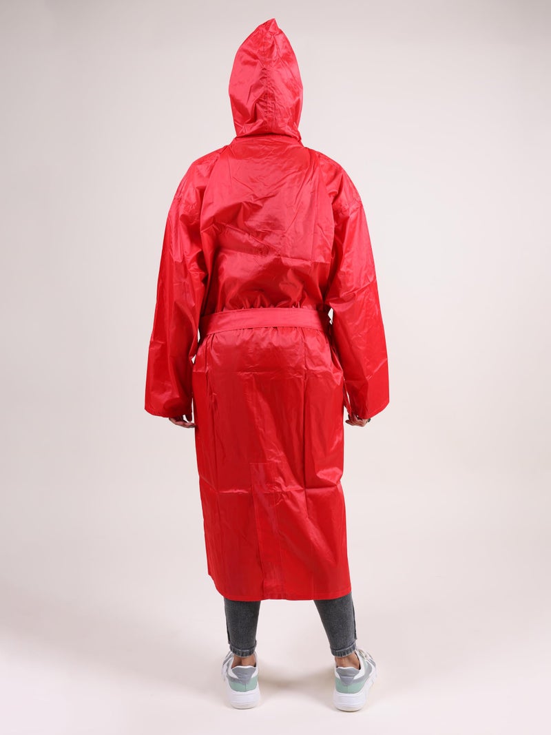 Rupa Women Plain Waterproof Rain Coat in Polyester fabric with Adjustable Hood & Flap-Covered Zip - Image 4