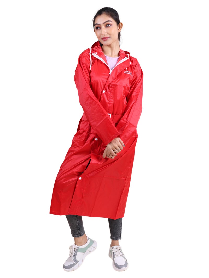 Rupa Women Plain Waterproof Rain Coat in Polyester fabric with Adjustable Hood & Flap-Covered Zip - Image 1