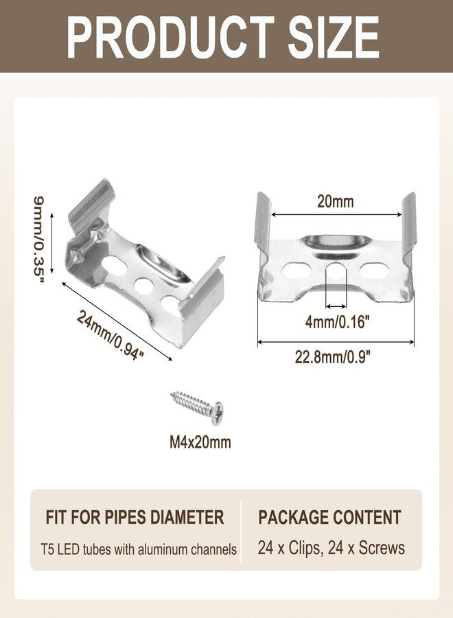 MECCANIXITY T5 Clips Bracket Hanger Fluorescent Tube T5 LED Bulb Holder Clamps Light Fixture Replacement with Screws for LED Integrated Lighting, Flat Pack of 24 - Image 3