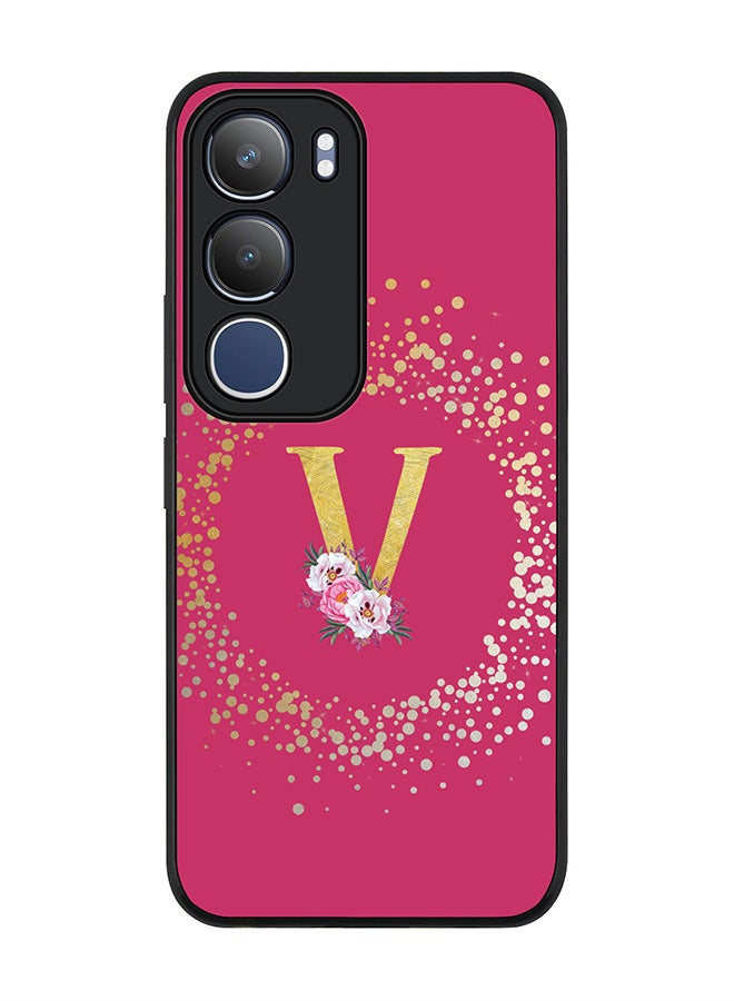 Stylizedd For vivo Y19s / Y19s Pro Case,Slim fit Camera Protection, Shockproof Thin Phone cover  - Custom Monogram Floral - V ( Deep Pink )