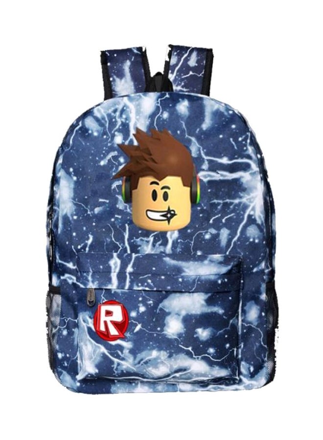 Designer School Backpack Blue/Beige/Brown