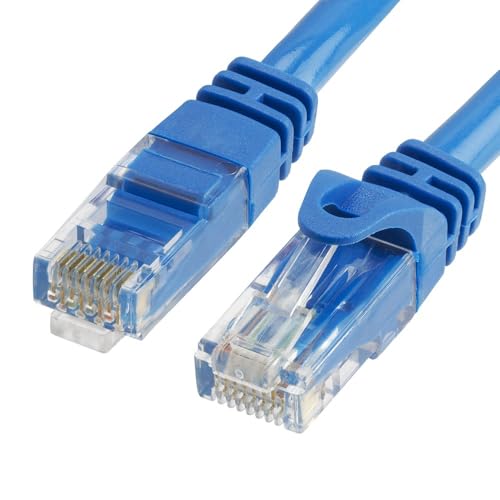Cmple (557-N) Cat6 Ethernet Cable 10Gbps Computer Networking Cord with Gold-Plated RJ45 Connectors 550MHz - 50 Feet (15m) - Blue - Image 1