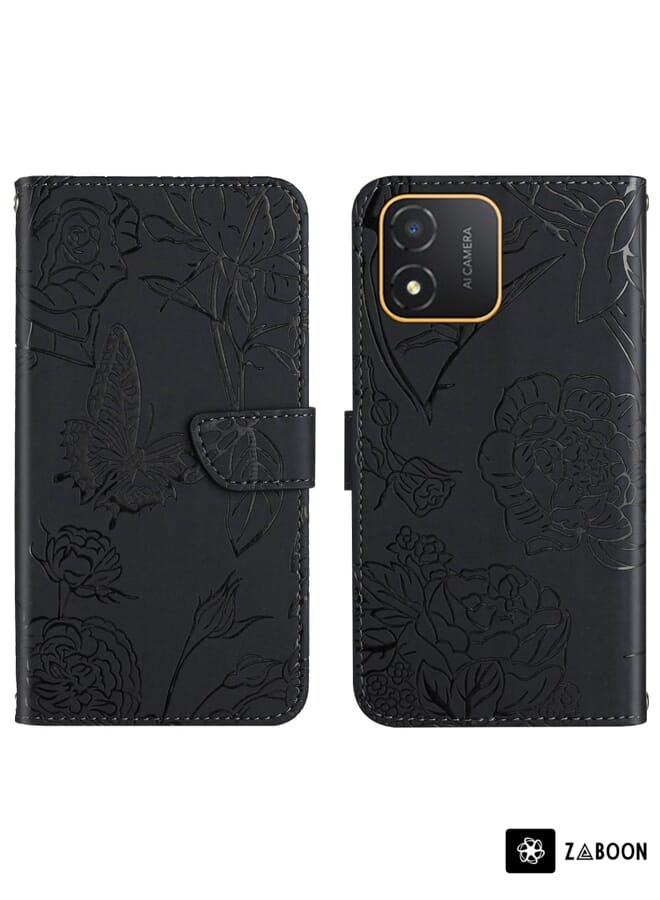 Zaboon Protective Case For Honor X5 4G HT03 Skin Feel Butterfly Embossed Flip Leather - Image 1