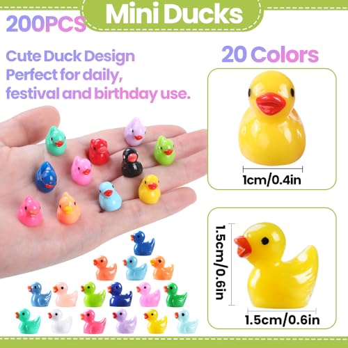 DULEFUN 200pcs Mini Resin Ducks 20 Colors Small Tiny Little Duck Figurines to Hide Miniature Figures for Dollhouse Micro Garden Landscape Decoration Craft Party Favors Toys - Image 5