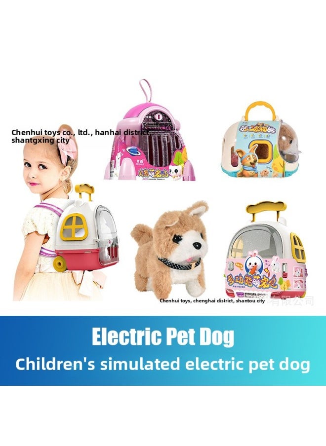 Children's Simulation Electric Pet Dog Plush Rabbit Will Go And Call Pet Cat Boys And Girls Gift Toys Wholesale-Color:Rubber Pet Cabin (electric Plush Dog)  - Image 2