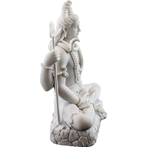 Top Collection Shiva Statue in Padmasana Lotus Pose-Hindu God of Destroying Evil, Ignorance, and Death Sculpture - Collectible New Age Hinduism Figurine (White Marble) - Image 4