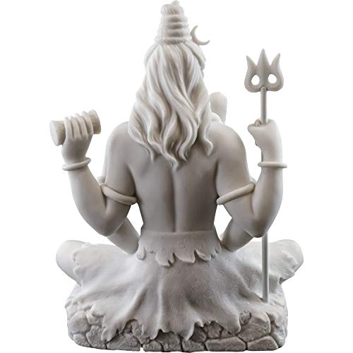 Top Collection Shiva Statue in Padmasana Lotus Pose-Hindu God of Destroying Evil, Ignorance, and Death Sculpture - Collectible New Age Hinduism Figurine (White Marble) - Image 3