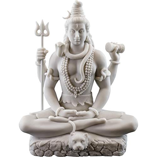 Top Collection Shiva Statue in Padmasana Lotus Pose-Hindu God of Destroying Evil, Ignorance, and Death Sculpture - Collectible New Age Hinduism Figurine (White Marble) - Image 1