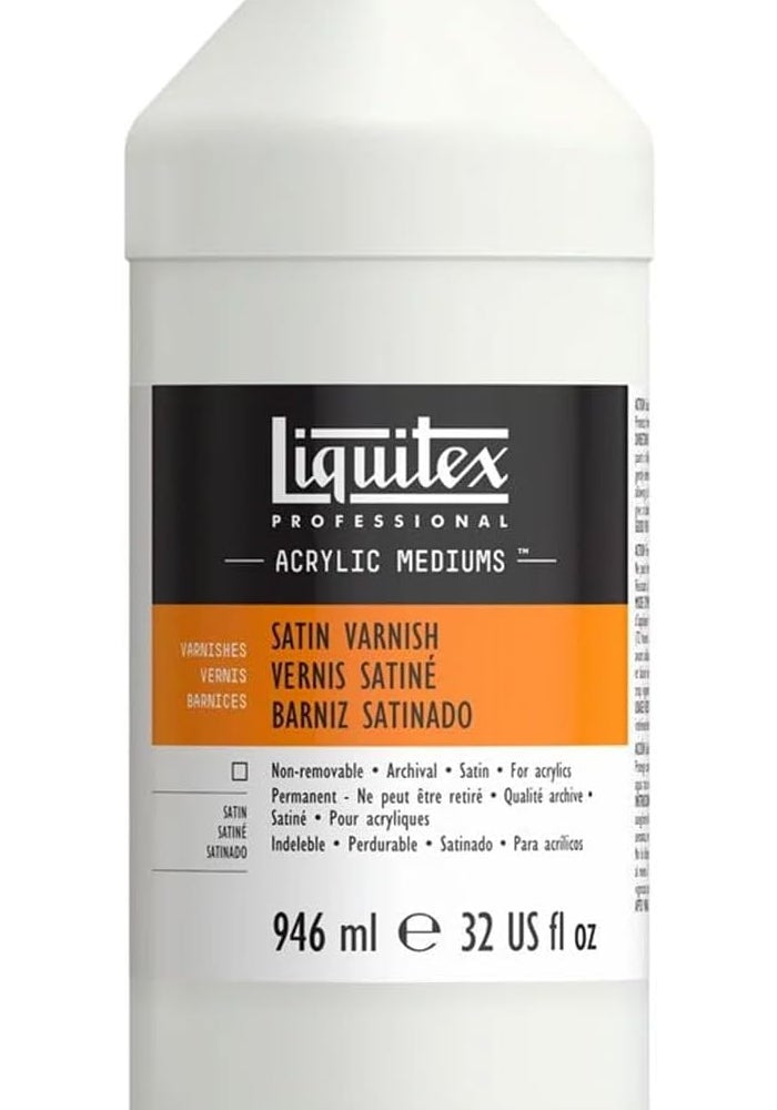 Liquitex ورنيش ساتين احترافي من ليكويتكس - 32 أونصة سائلة (946 مل) - أرشيفي، غير مصفر، مقاوم للماء لإنهاء الأكريليك - Image 1