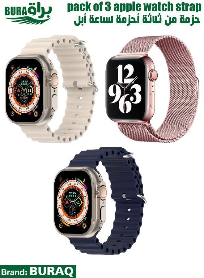BURAQ Apple Watch Band Strap For Apple Watch Ultra 2/Ultra 49mm, Series 10 46mm, 9/8/7 45mm, SE2/SE/6/5/4 44mm, 3/2/1 42mm 